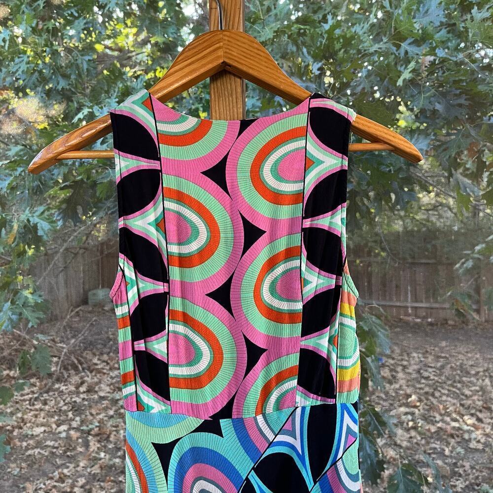 Anthropologie Kenzie Asymmetrical Midi Dress Colorful Geometric Print Size 2 - Picture 5 of 13